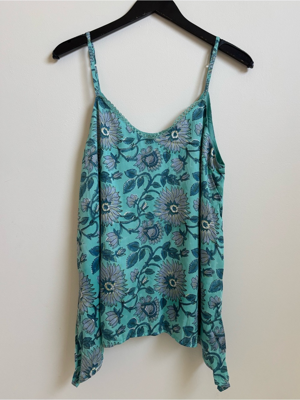 Victoria Dunn Teal Floral Satin Cami